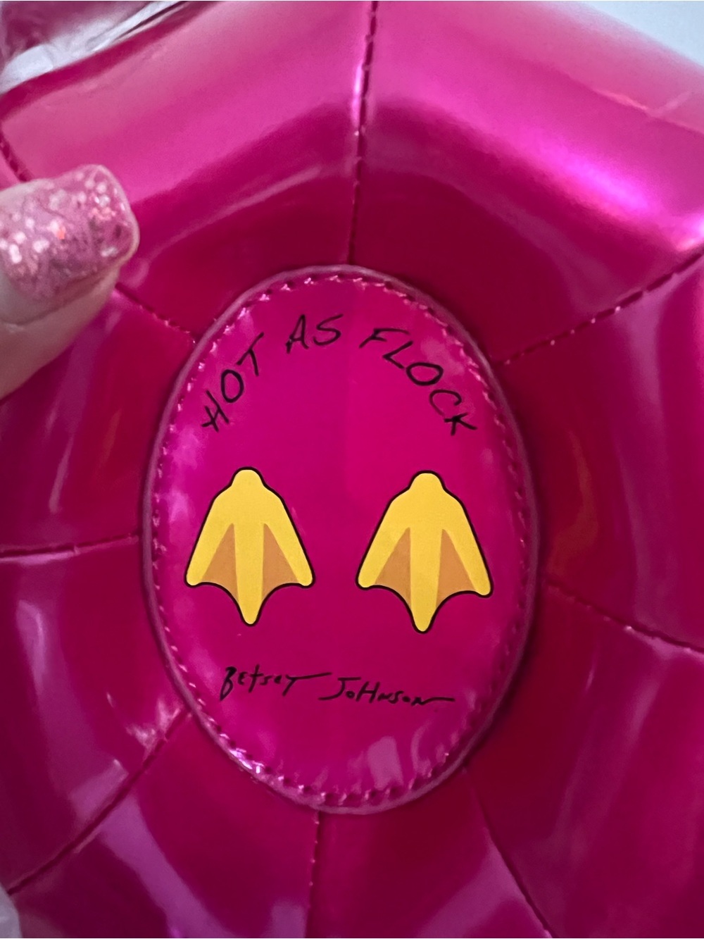 Betsey Johnson Hot Pink Flamingo Pool Floatie Crossbody Bag Hot as Flock - Picture 8 of 10